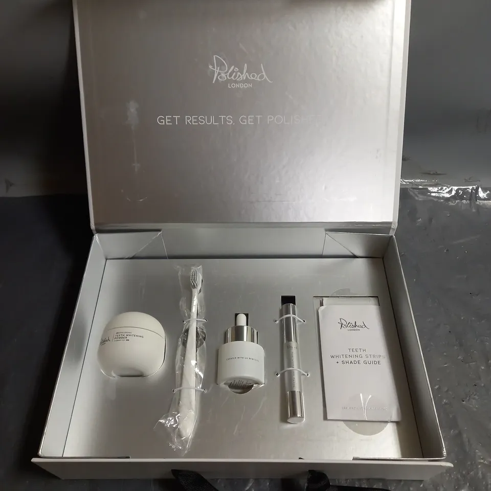 BOXED POLISHED LONDON 5PCE TEETH WHITENING ORAL CARE EDIT