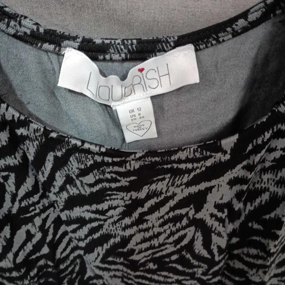 UK 12 ZEBRA PRINT DRESS – WOMEN'S GREY & BLACK BRAND LIQUORISH