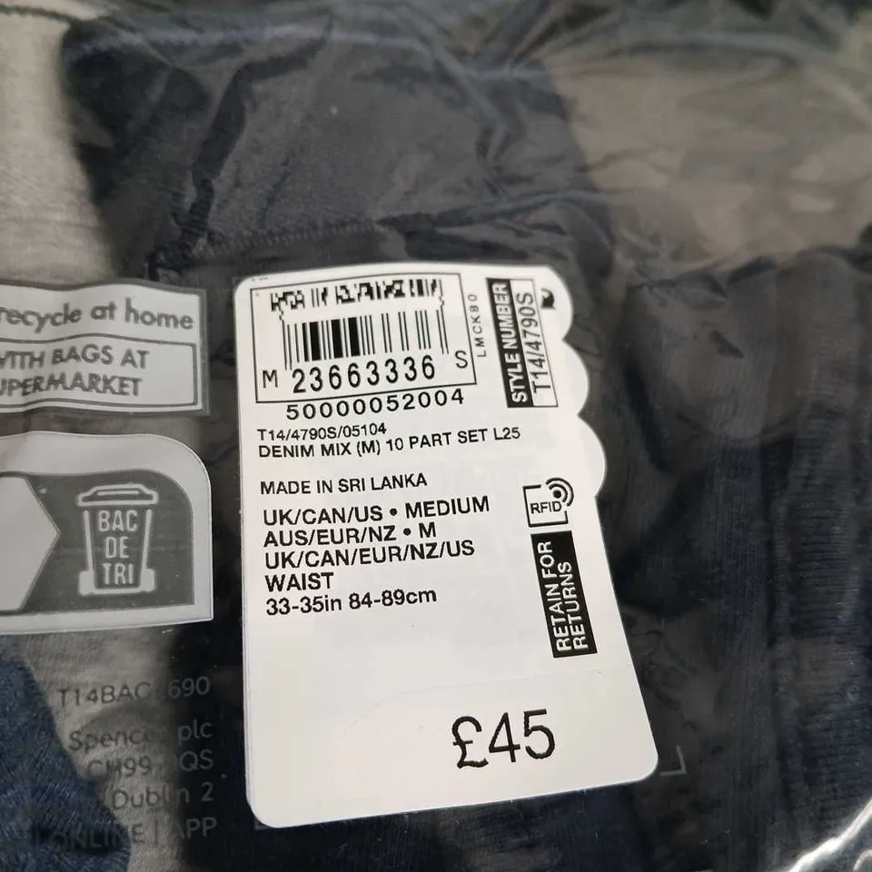 Denim Mix (M) 10 Part Set, Waist 33–35in (84–89cm) – Mens Denim