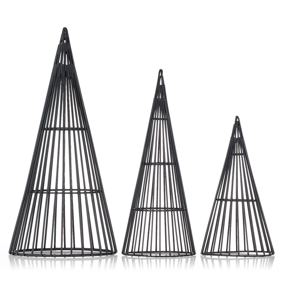 K BY KELLY HOPPEN SET OF 3 MEDIUM WIRE CONE TREES