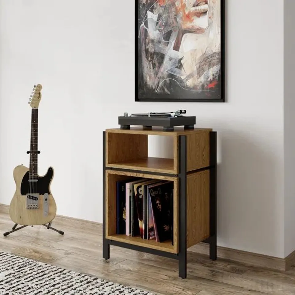 BOXED TURNTABLE STAND AUDIO CABINET