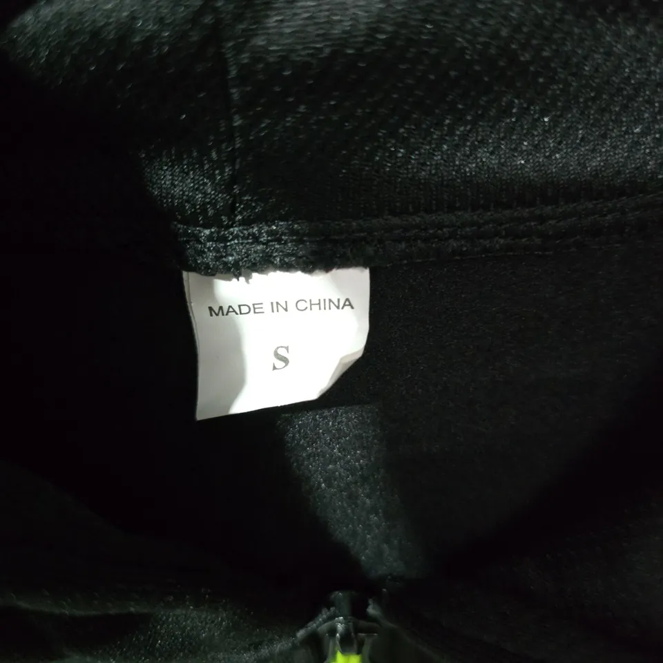 NIKE BLACK HOODIE WITH NEON ACCENTS AND 'JUST DO IT' POCKET GRAPHIC – UK SMALL (S)