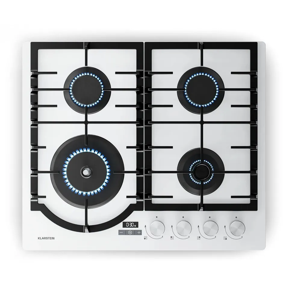 KLARSTEIN IGNITO TIMER 60CM GAS HOB 4 BURNERS WHITE