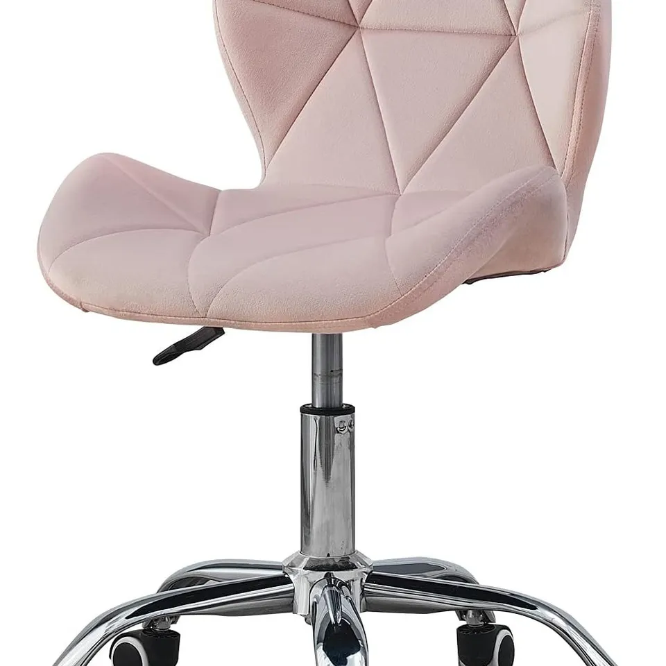 BOXED CLIPOP ERGONOMIC OFFICE CHAIR PADDED IN VELVET ADJUSTABLE HEIGHT WITH BACKREST AND CHROME BASE - PINK