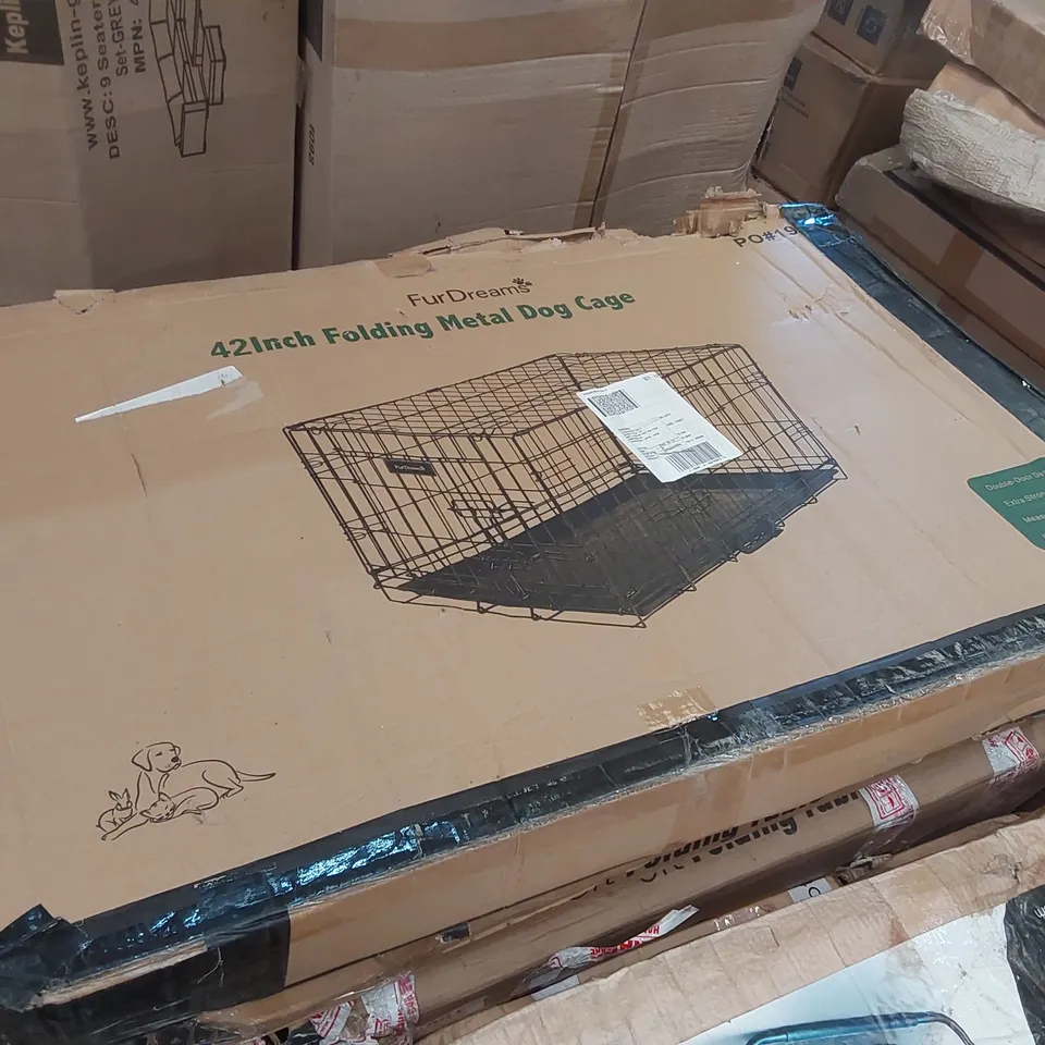 BOXED FURDREAMS 42" FOLDING METAL DOG CAGE