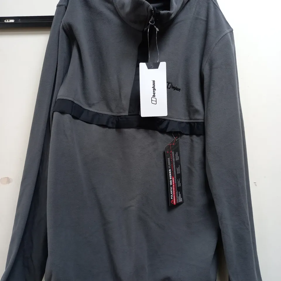 BERGHAUS ASLAM HALF ZIP MICRO FLEECE IN GREY/BLACK - UK LARGE