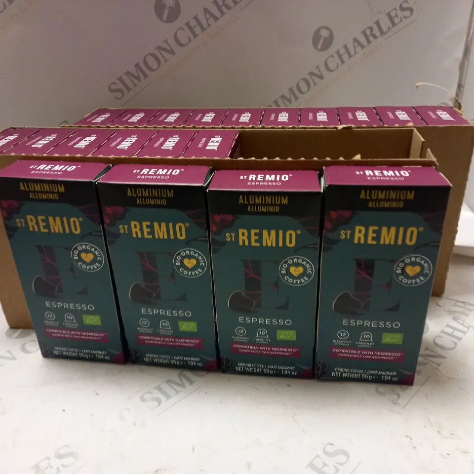 LOT OF 20 10-CAPSULE PACKS OF ST REMIO ESPRESSO GROUND COFFEE - NESPRESSO COMPATIBLE
