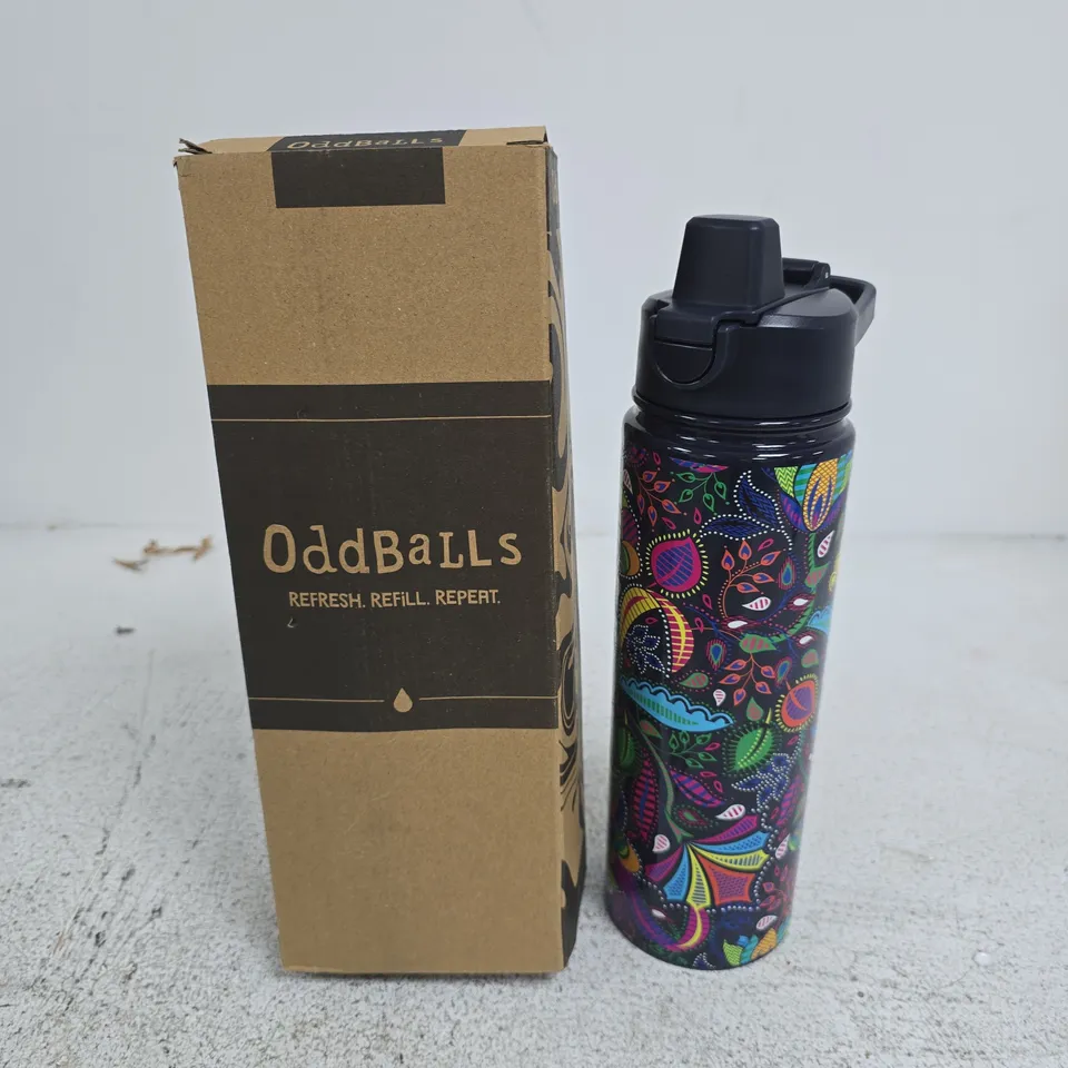 ODDBALLS REUSABLE WATER BOTTLE – MULTICOLOURED PAISLEY DESIGN 