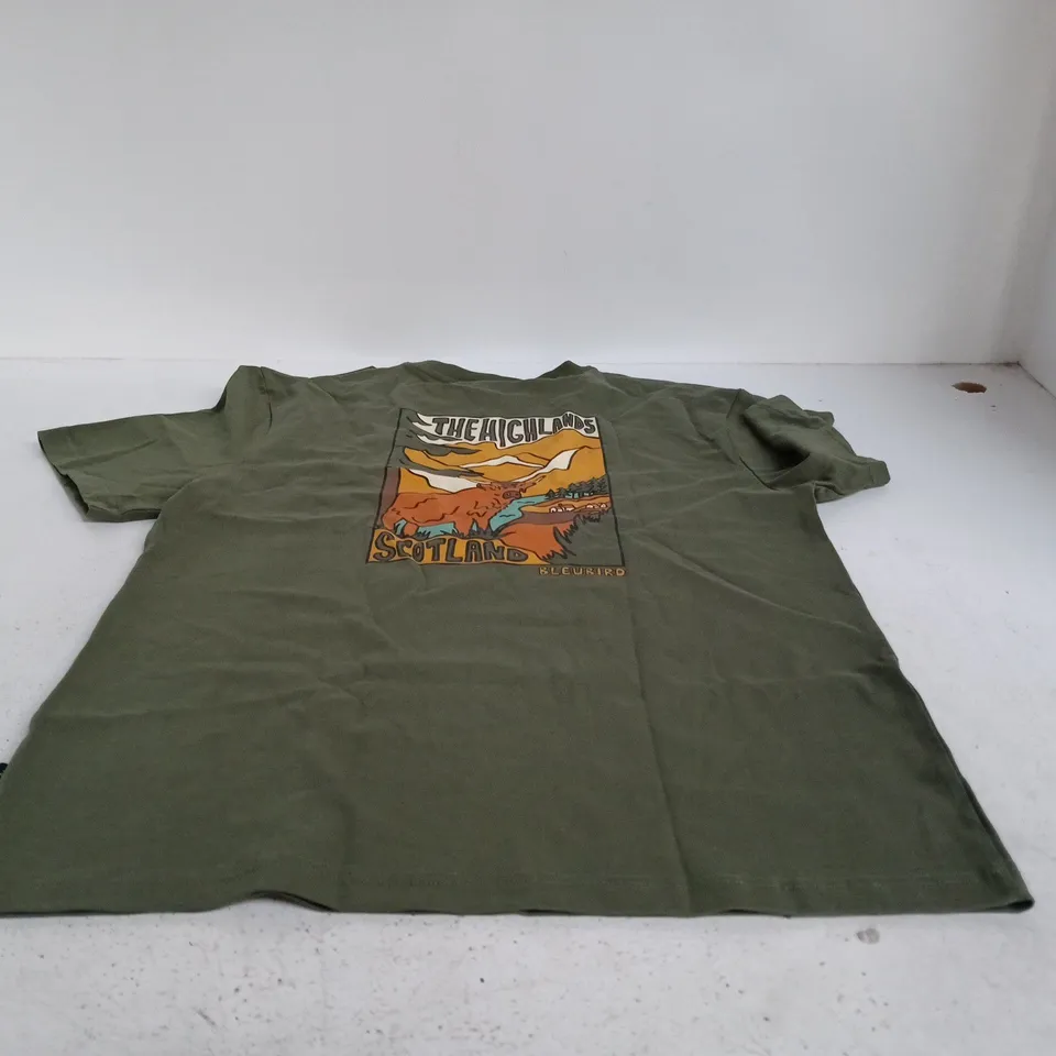 BLUEBIRD THE HIGHLANDS SCOTLAND T SHIRT MEDIUM