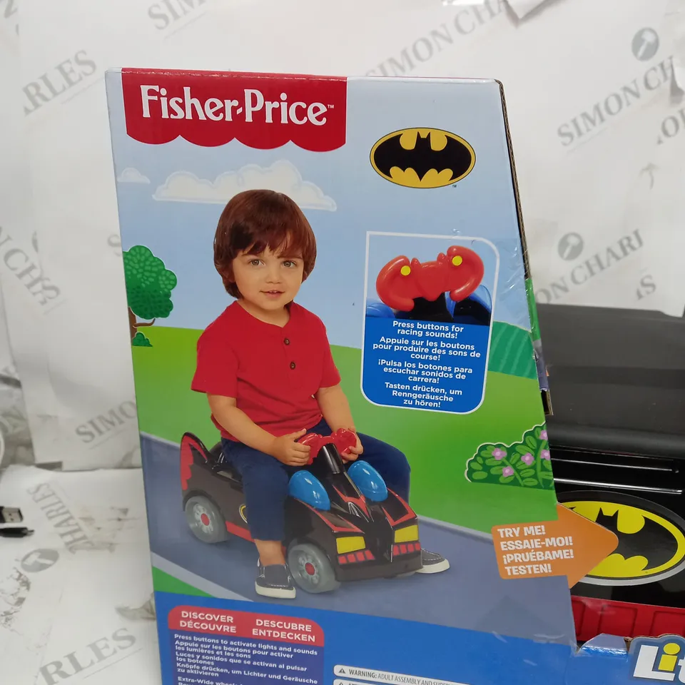 BOXED FISHER PRICE DC - BATMAN RIDING WHEELIES RIDE ON