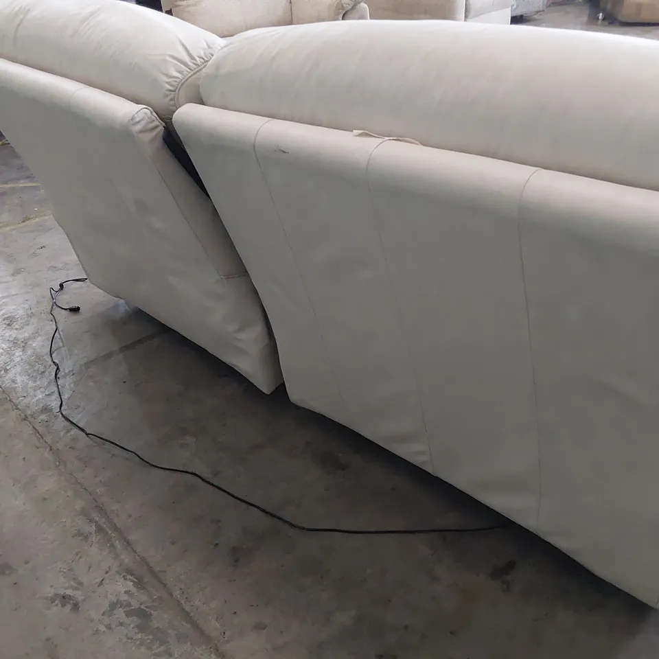 QUALITY BRITISH DESIGNER G PLAN POWER RECLINING THREE SEATER SOFA CAMBRIDGE CHALK LEATHER 