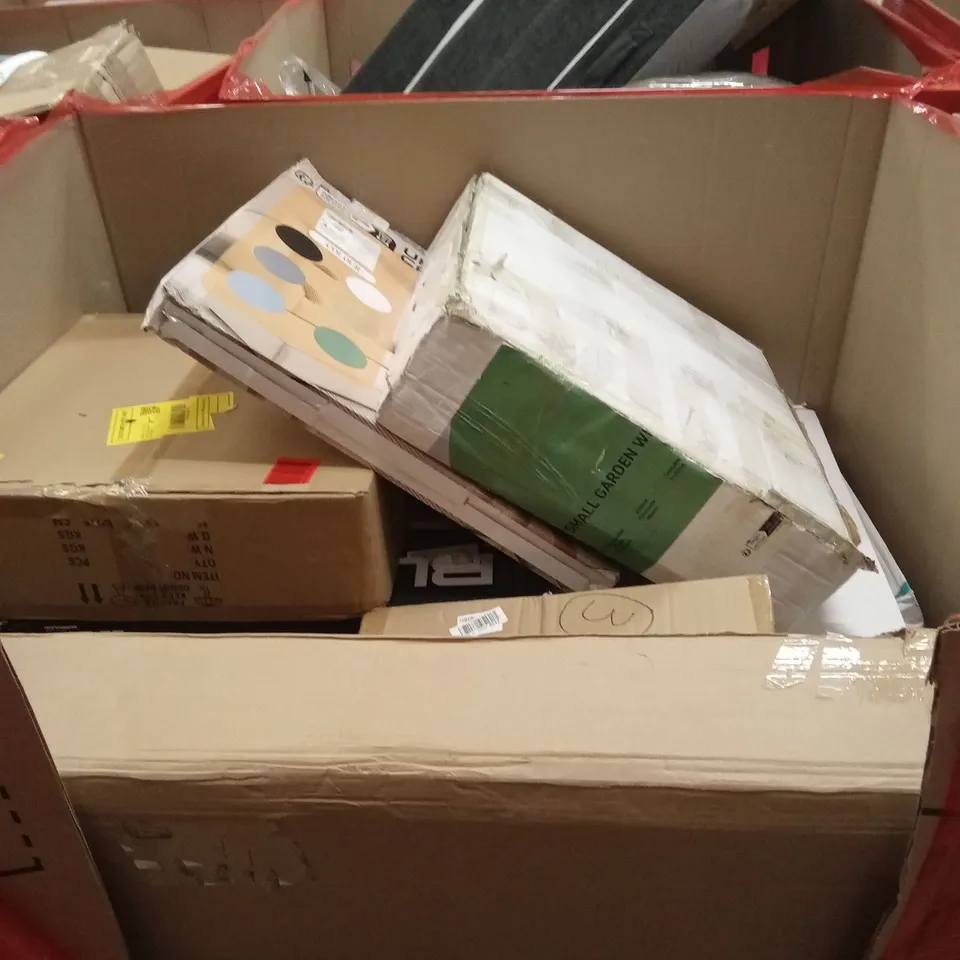 PALLET OF ASSORTED HOUSEHOLD GOODS AND PRODUCTS TO INCLUDE; AIR PURIFIER, DRYWALL SANDER, STEAM CLEANER, DART BOARD ETC