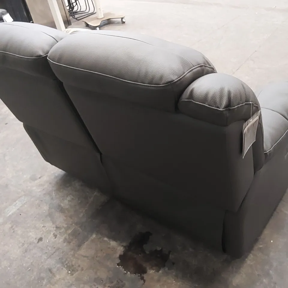 DESIGNER 2 SEATER LEATHER UPHOLSTERED MANUAL RECLINER SOFA