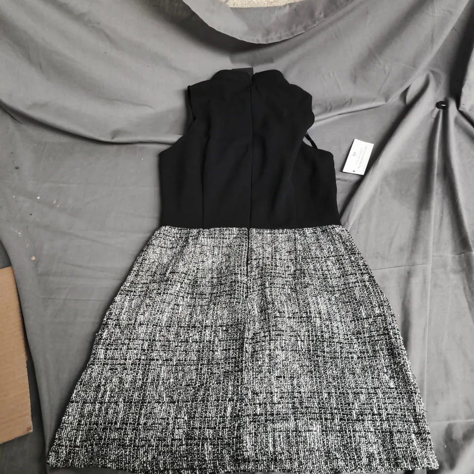 AX PARIS WOMEN'S DRESS – BLACK BODICE WITH GREY TWEED SKIRT, UK 10