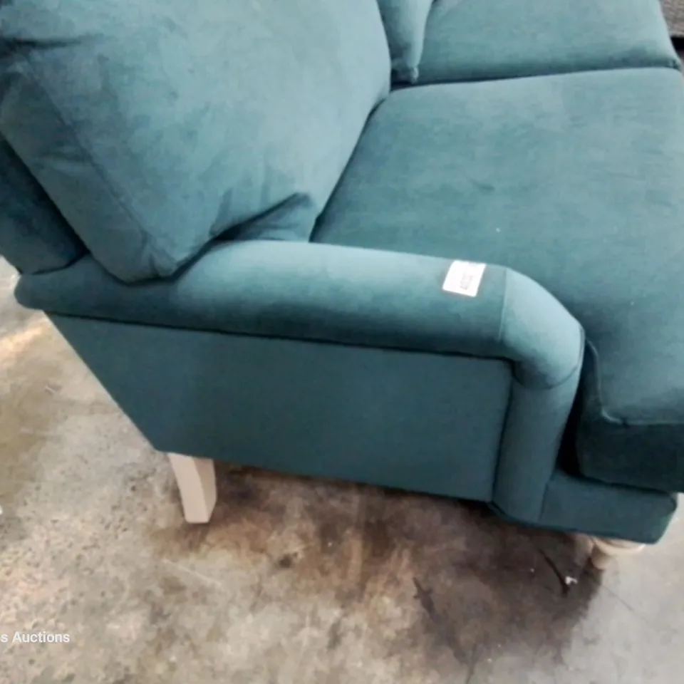 QUALITY BRITISH DESIGNER LOUNGE Co. THREE SEATER SOFA PLUSH TURQUOISE FABRIC 