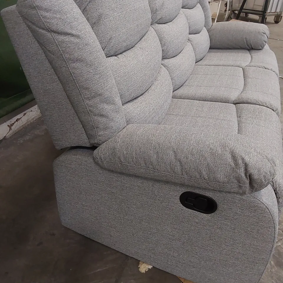 SORRENTO 3-SEATER LIGHT GREY FABRIC UPHOLSTERED MANUAL RECLINER SOFA