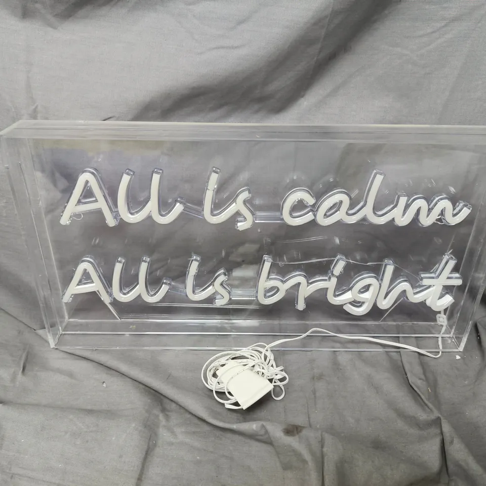 ALL IS CALM AND BRIGHT LIGHT CHRISTMAS DECORATION
