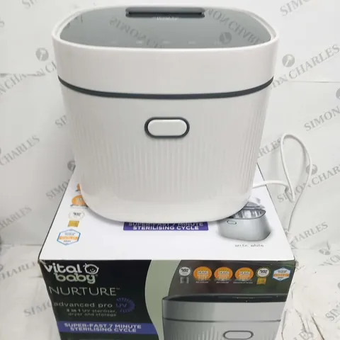BOXED VITAL BABY NURTURE ADVANCED PRO 3 IN 1 UV STERILISER, DRYER AND STORAGE