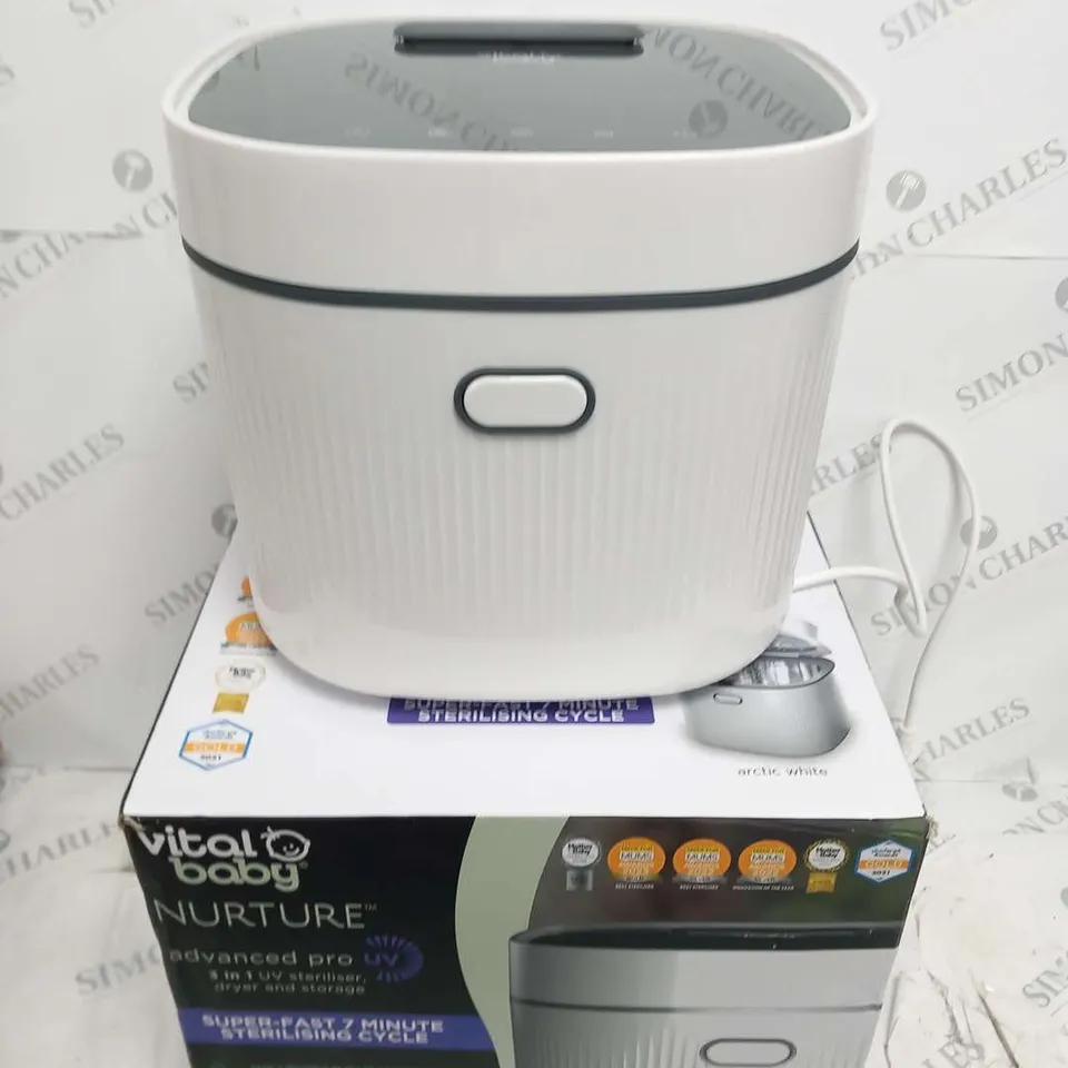 BOXED VITAL BABY NURTURE ADVANCED PRO 3 IN 1 UV STERILISER, DRYER AND STORAGE
