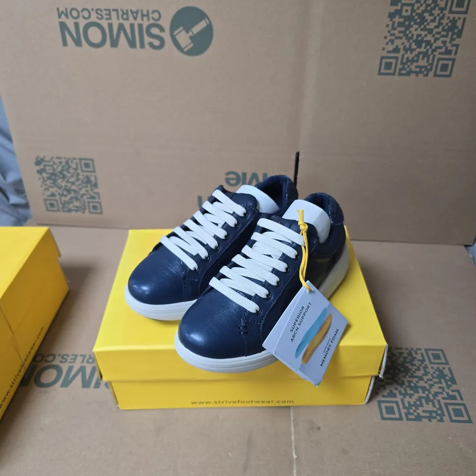 STRIVE DAKOTA DENIM SNAKE SNEAKERS – NAVY, UK 3 (EU 36, US 5) – BOXED