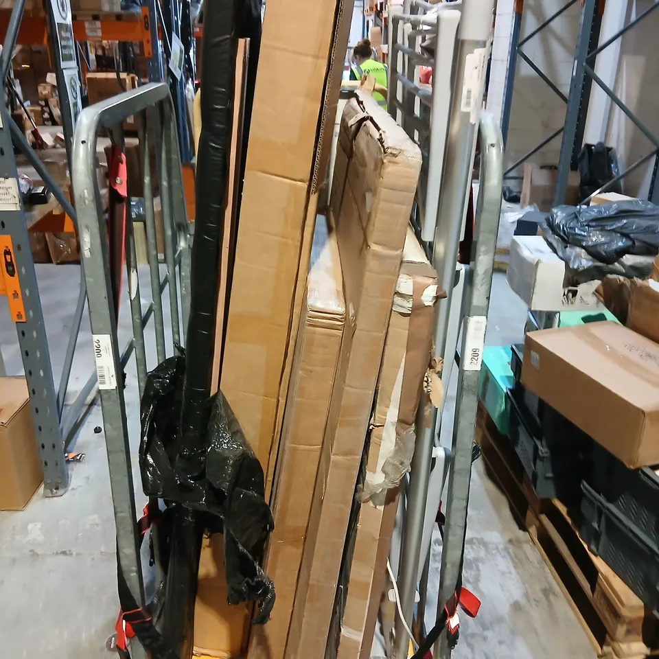 CAGE OF ASSORTED PRODUCTS TO INCLUDE; CLOTHES AIRER AND HEADBOARD