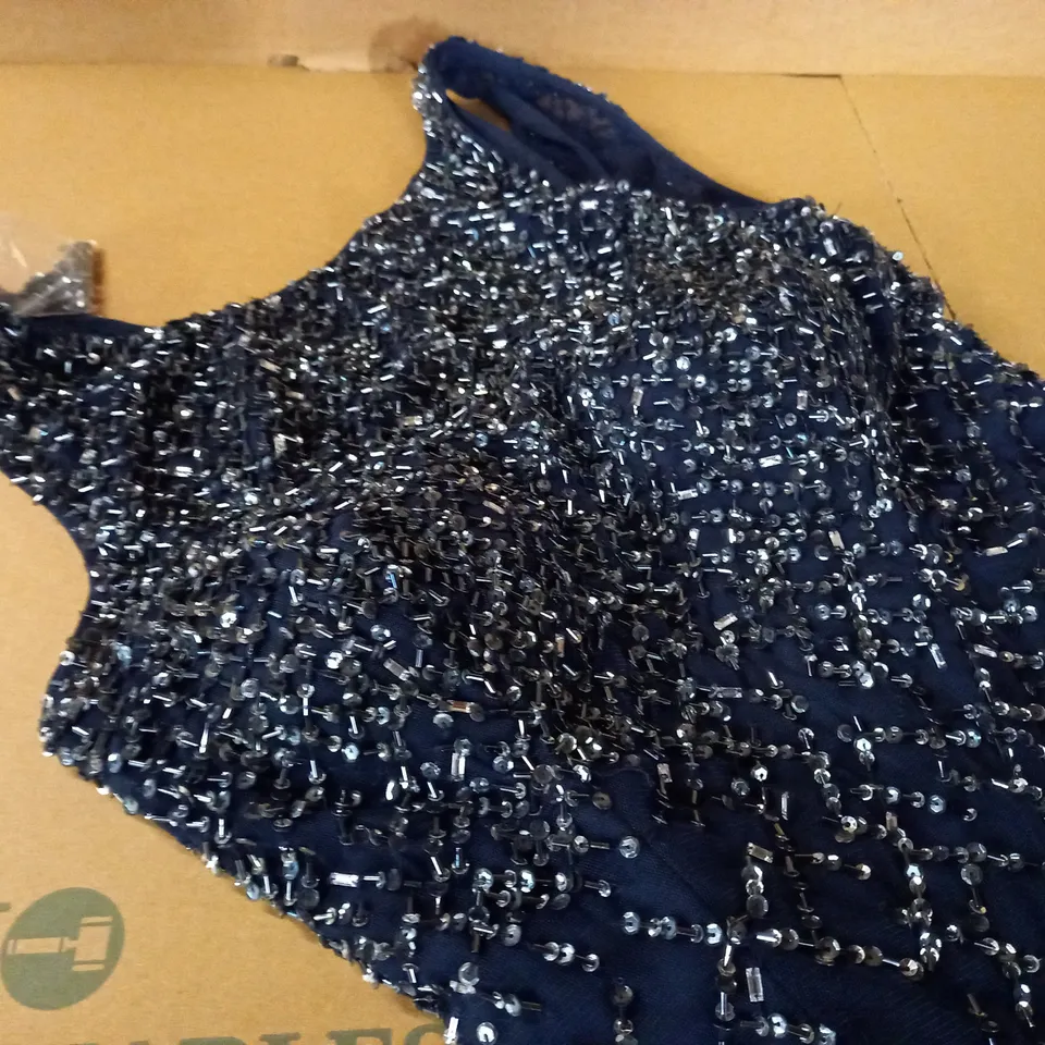 AIDAN MATTOX EMBELLISHED NAVY DRESS - UK 8