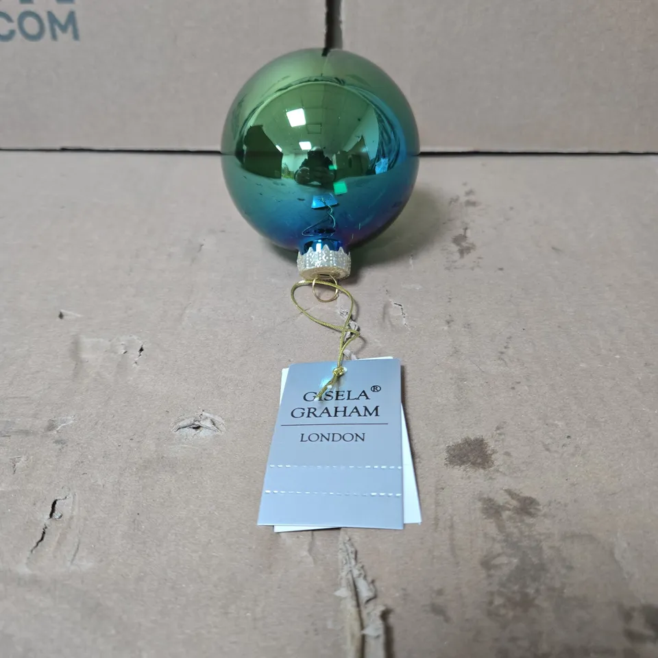 GISELA GRAHAM LONDON CHRISTMAS BAUBLE ORNAMENT – BLUE-GREEN GRADIENT SET OF 12 