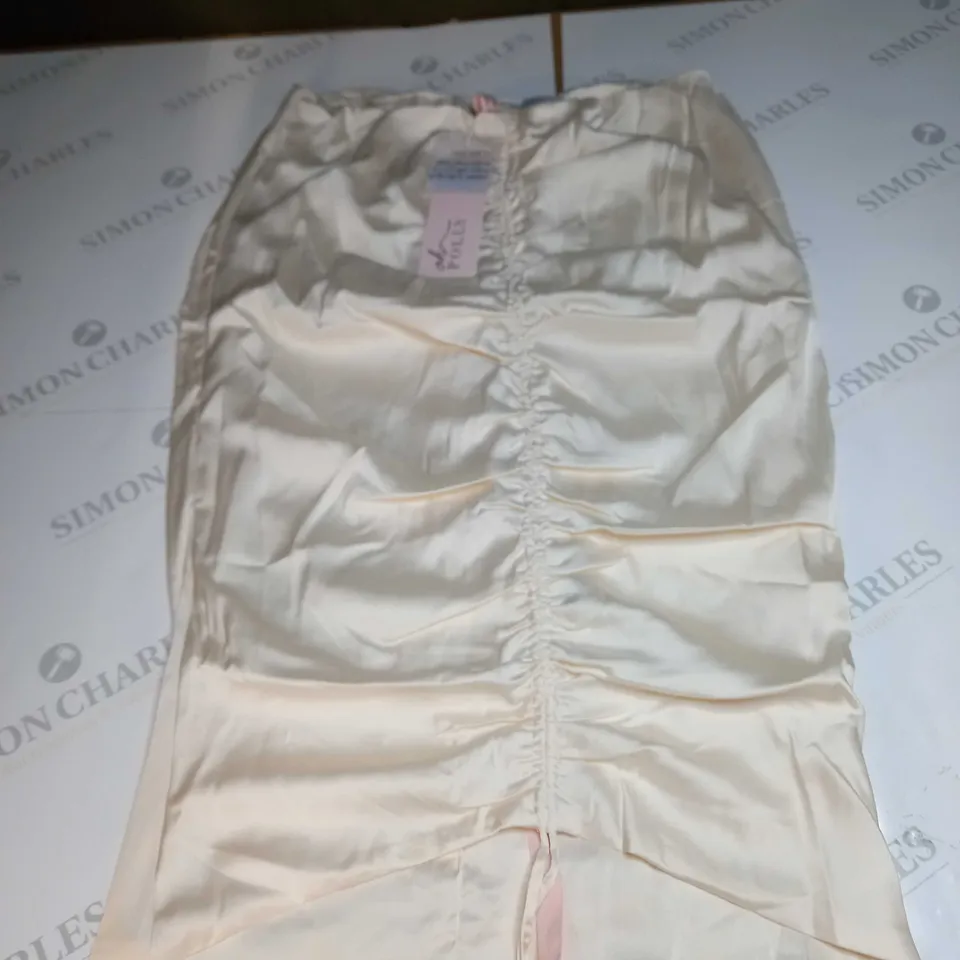 OH POLLY RUCHED SATIN MIDI SKIRT SIZE 14