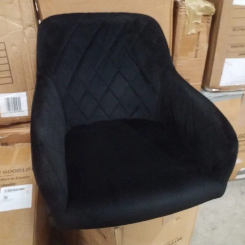BOXED MOREE SET OF TWO BLACK VELVET DINING CHAIRS