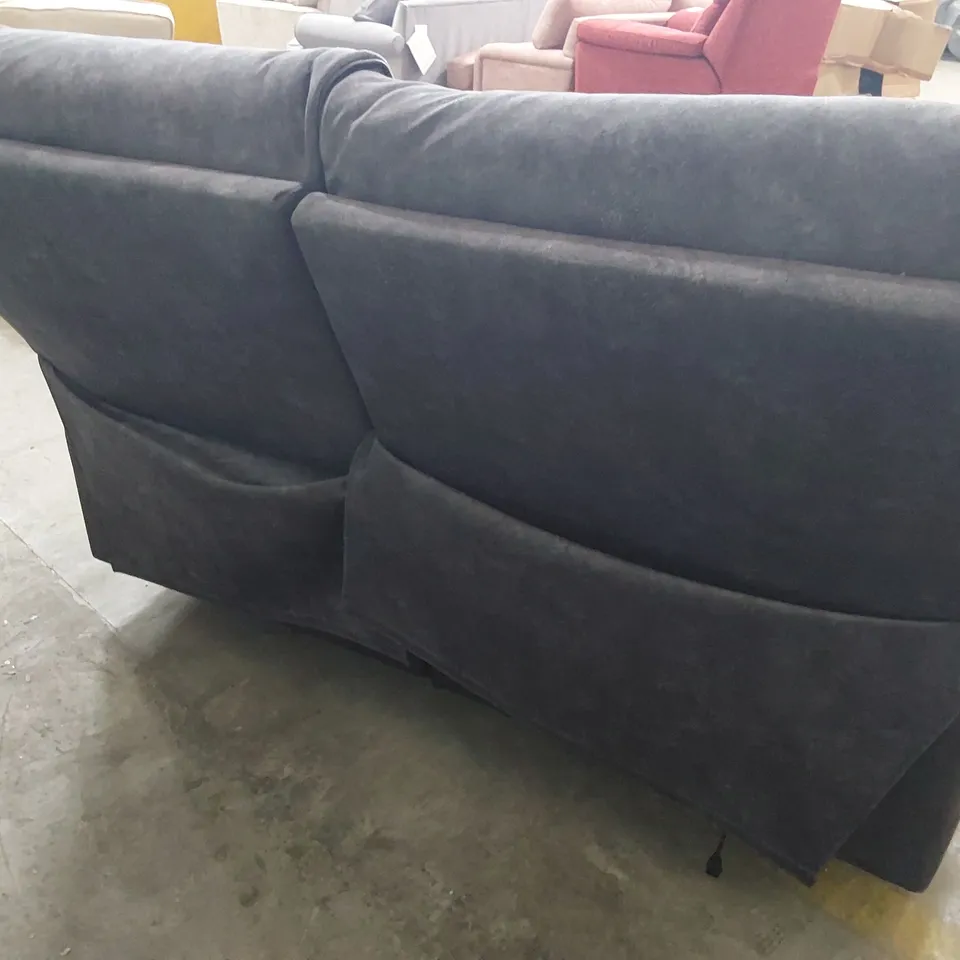 DESIGNER POWER RECLINING TWO SEATER SOFA CHARCOAL FABRIC 