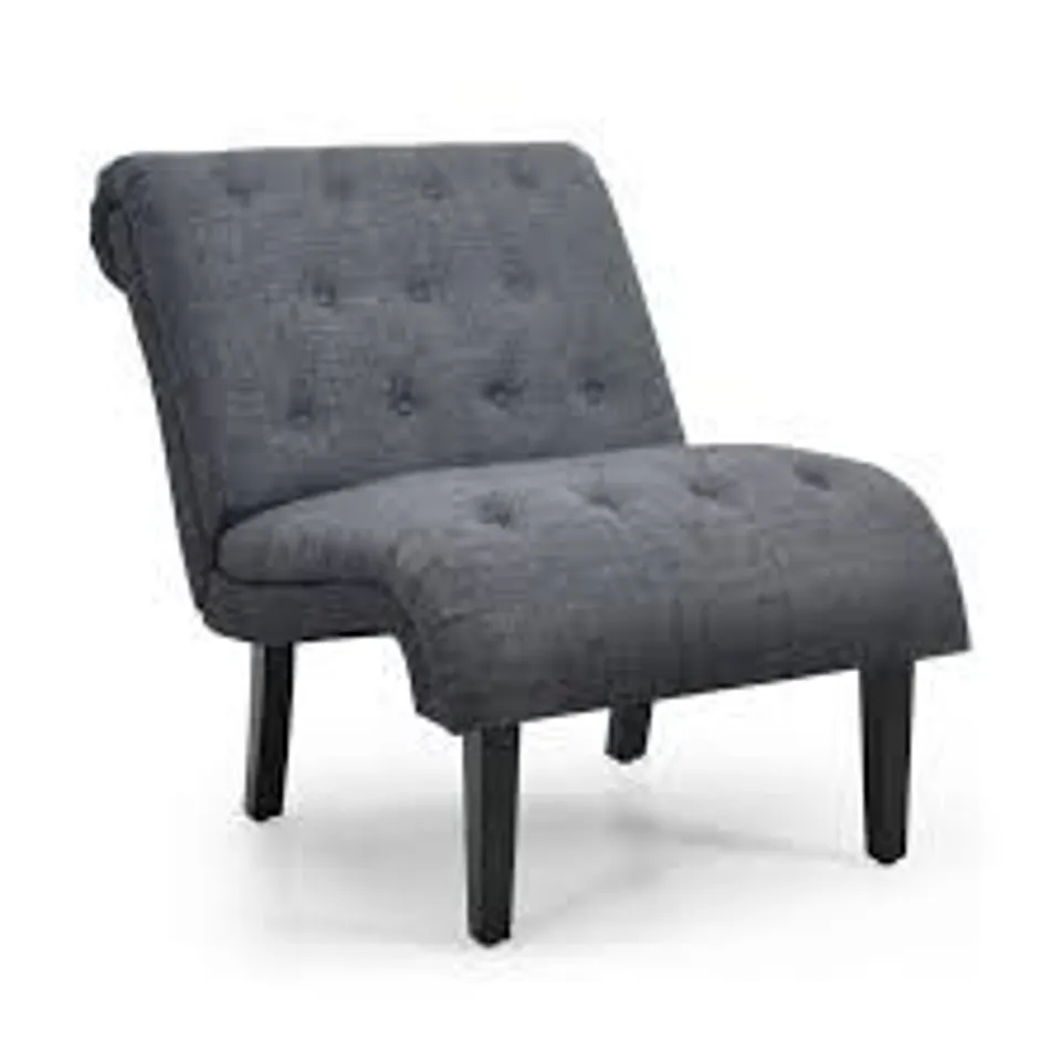 BOXED COSTWAY MODERN UPHOLSTERED ACCENT CHAIR WITH BUTTON TUFTED LINEN FABRIC 