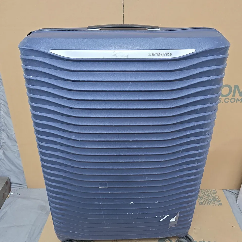 SAMSONITE BLUE HARD-SHELL SUITCASE