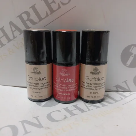 BOX OF APPROXIMATELY 75 X 8ML VIALS OF ALESSANDRO STRIPLAC NAIL POLISH IN SINFUL, FIRST KISS