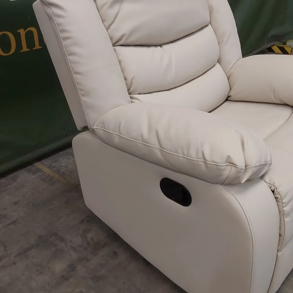 SORRENTO IVORY FAUX LEATHER MANUAL RECLINER ARMCHAIR 