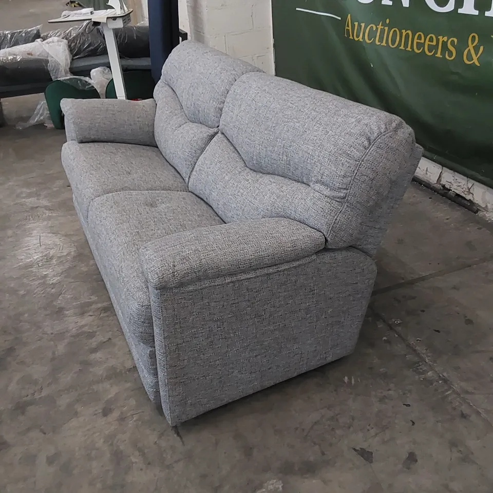 QUALITY G PLAN DESIGNER STRATFORD 3 SEATER SOFA IN REED PEWTER FABRIC 
