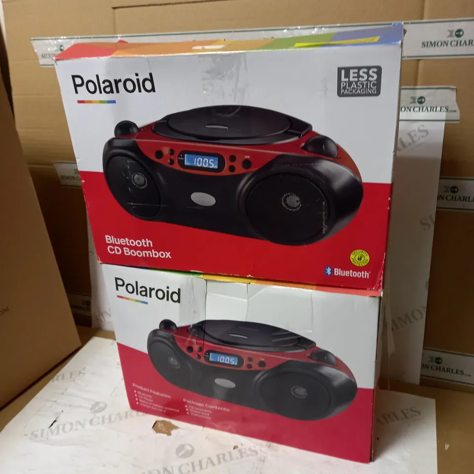 LOT OF 2 POLAROID BLUETOOTH CD BOOMBOXES