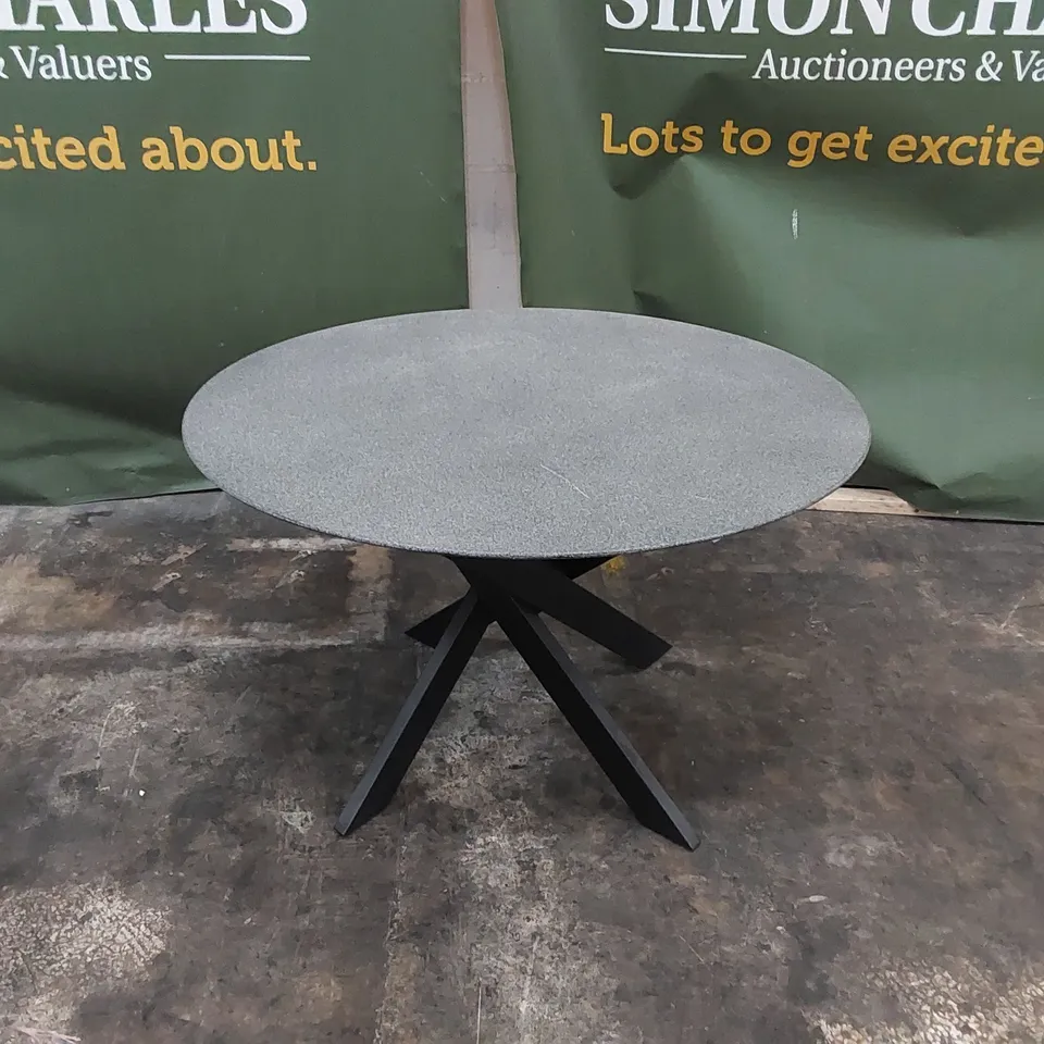 DESIGNER ROUND METAL/TEMPERED GLASS DINING TABLE 
