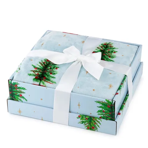 COZEE HOME VELVETSOFT THROW IN GIFTBOX WITH LIMITED EDITION PRINTS CHRISTMAS TREE