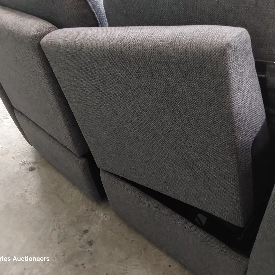 QUALITY BRITISH DESIGNER G PLAN JACKSON POWER RECLINING TWO SEATER SOFA ROCHE SLATE FABRIC 