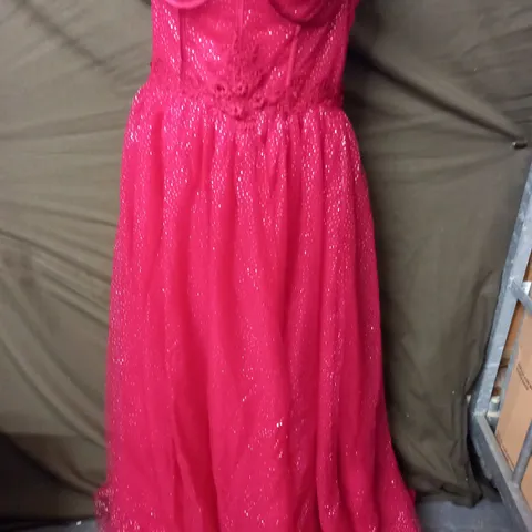 RED LACE EMBELLISHED OCCASIONAL DRESS - UK 16