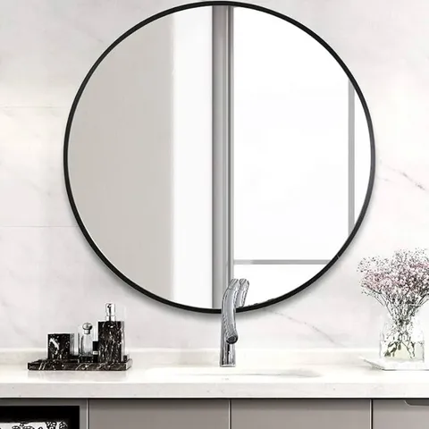 BOXED NORDIC ROUND BATHROOM FRAMED MIRROR WALL HANGING 