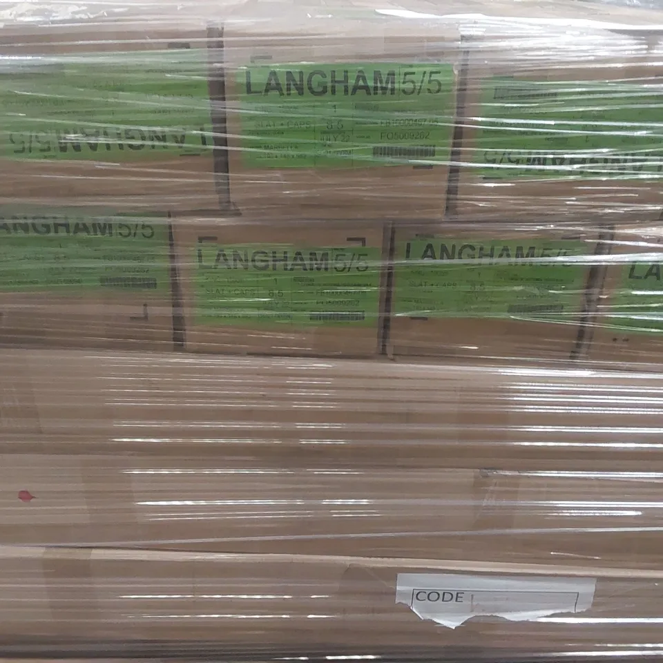 PALLET CONTAINING A VERY LARGE QUANTITY OF ASSORTED DESIGNER FURNITURE PARTS INCLUDING: BED PARTS ECT