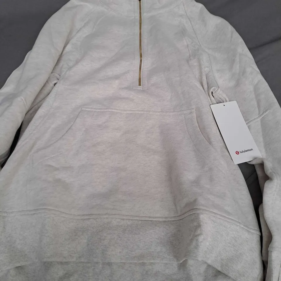 LULULEMON SCUBER OVERSIZED FUNNEL NECK HALF ZIP IN WHITE - M/L