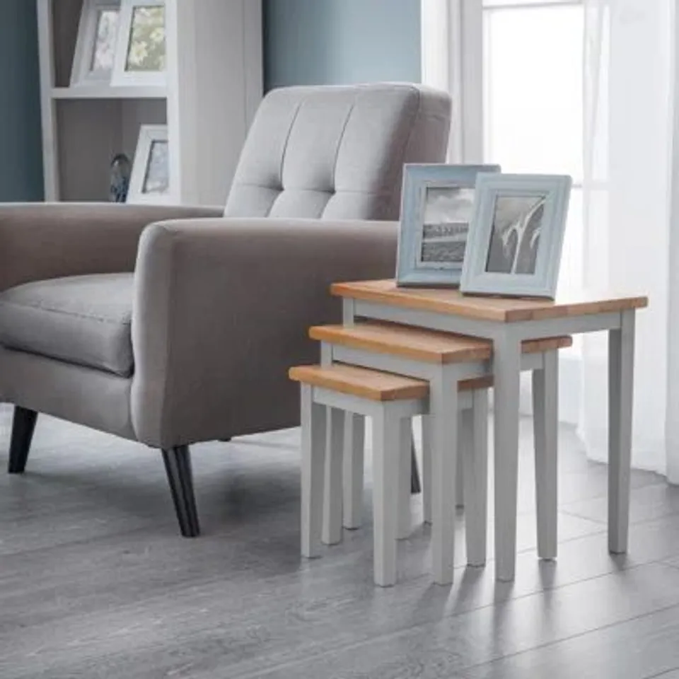 BOXED ELVINA CLEO 3 PIECE NEST OF TABLES GREY & OAK