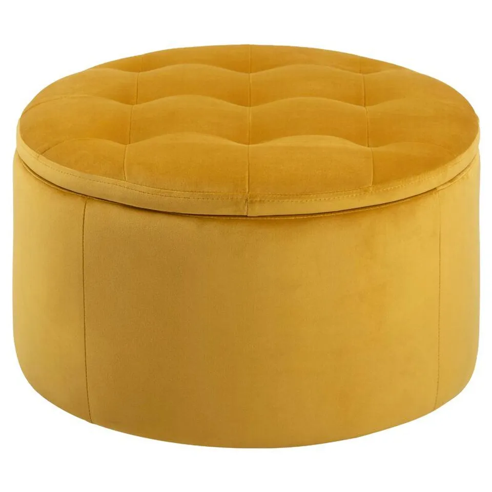 BOXED MCCOLUM STORAGE OTTOMAN- YELLOW UPHOLSTERY