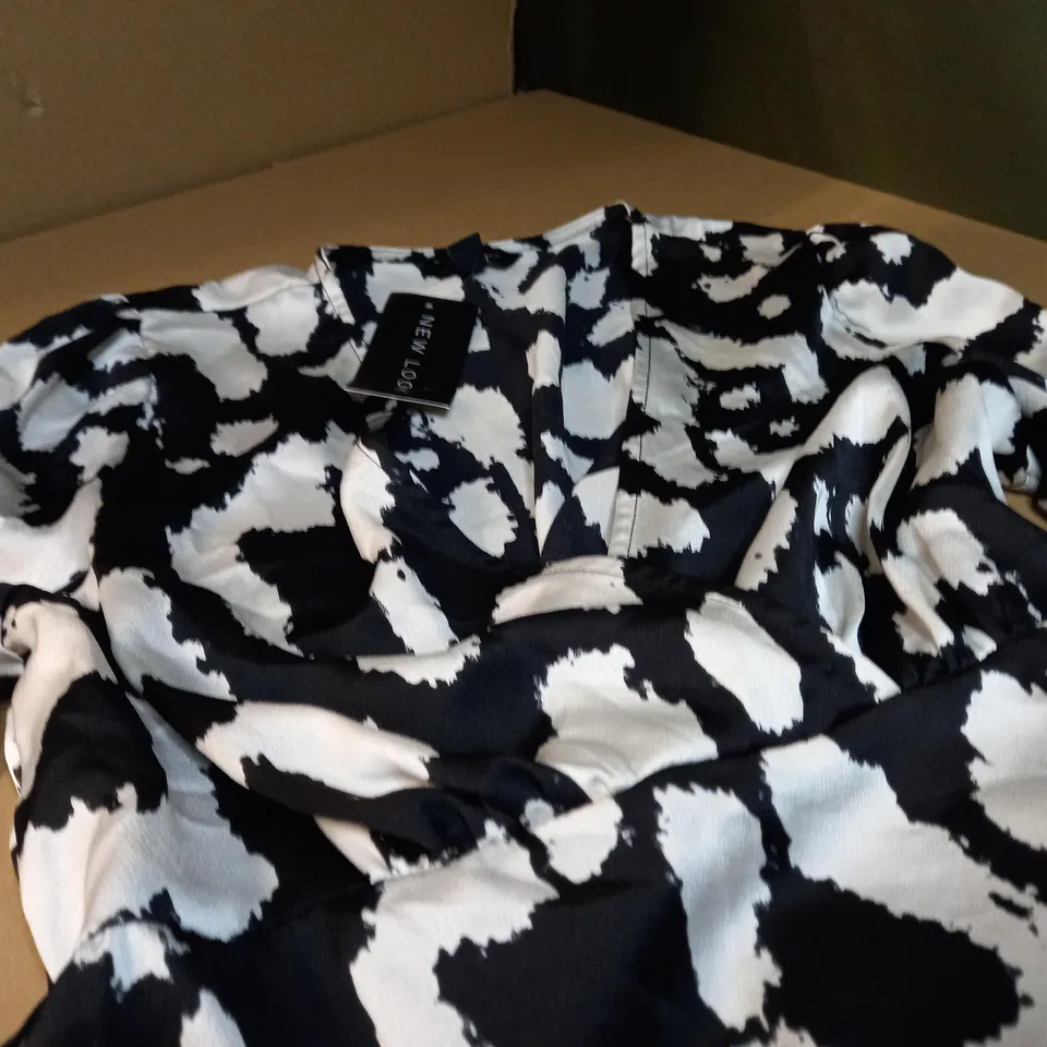 NEW LOOK DRESS IN BLACK WITH WHITE PATTERN - UK 14