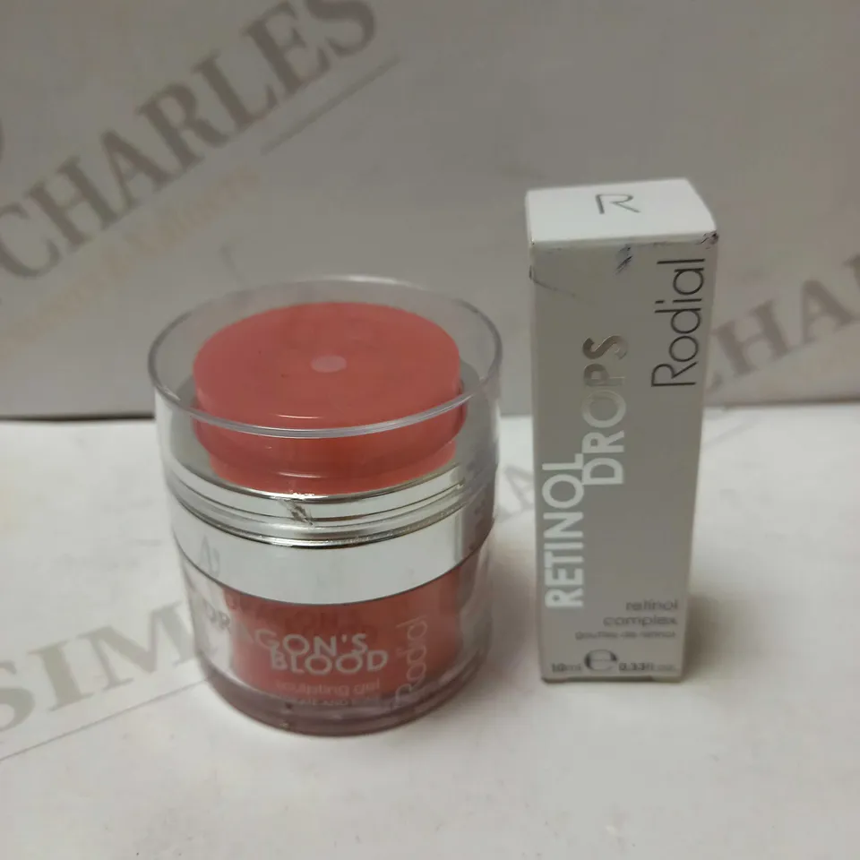 LOT OF 2 RODIAL DRAGON'S BLOOD DELUXE SCULPTING GEL 9ML & RODIAL RETINOL DROPS 10ML