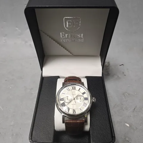MENS ERNEST FERDINAND WATCH – FUNCTIONING SUB DIALS – LEATHER STRAP 