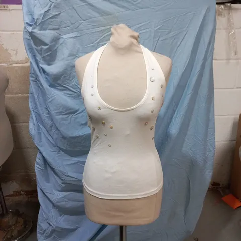 BERSHKA WHITE SLEEVELESS TOP – EU M