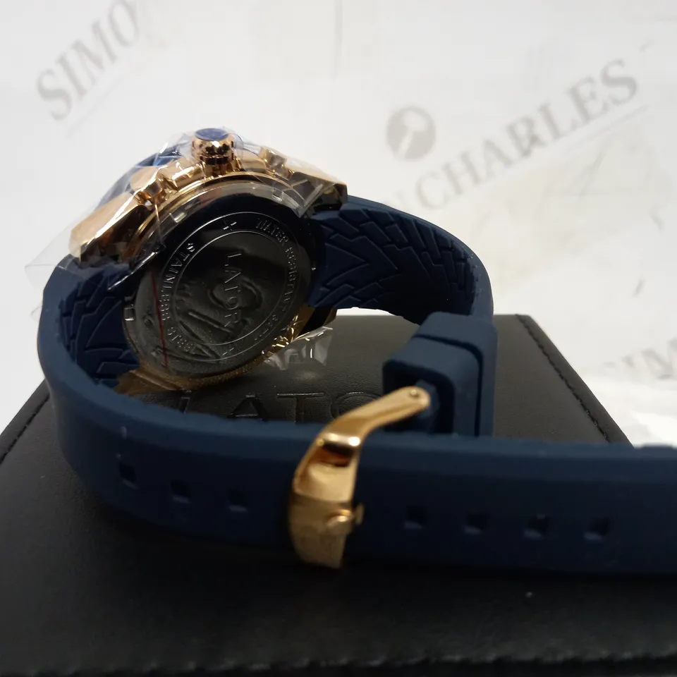 LATOR CALIBRE BLUE & YELLOW DIAL RUBBER STRAP WRISTWATCH RRP £500